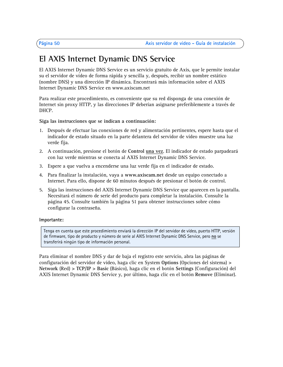 El axis internet dynamic dns service | Axis Communications Axis Video Server AXIS 242S IV User Manual | Page 50 / 54