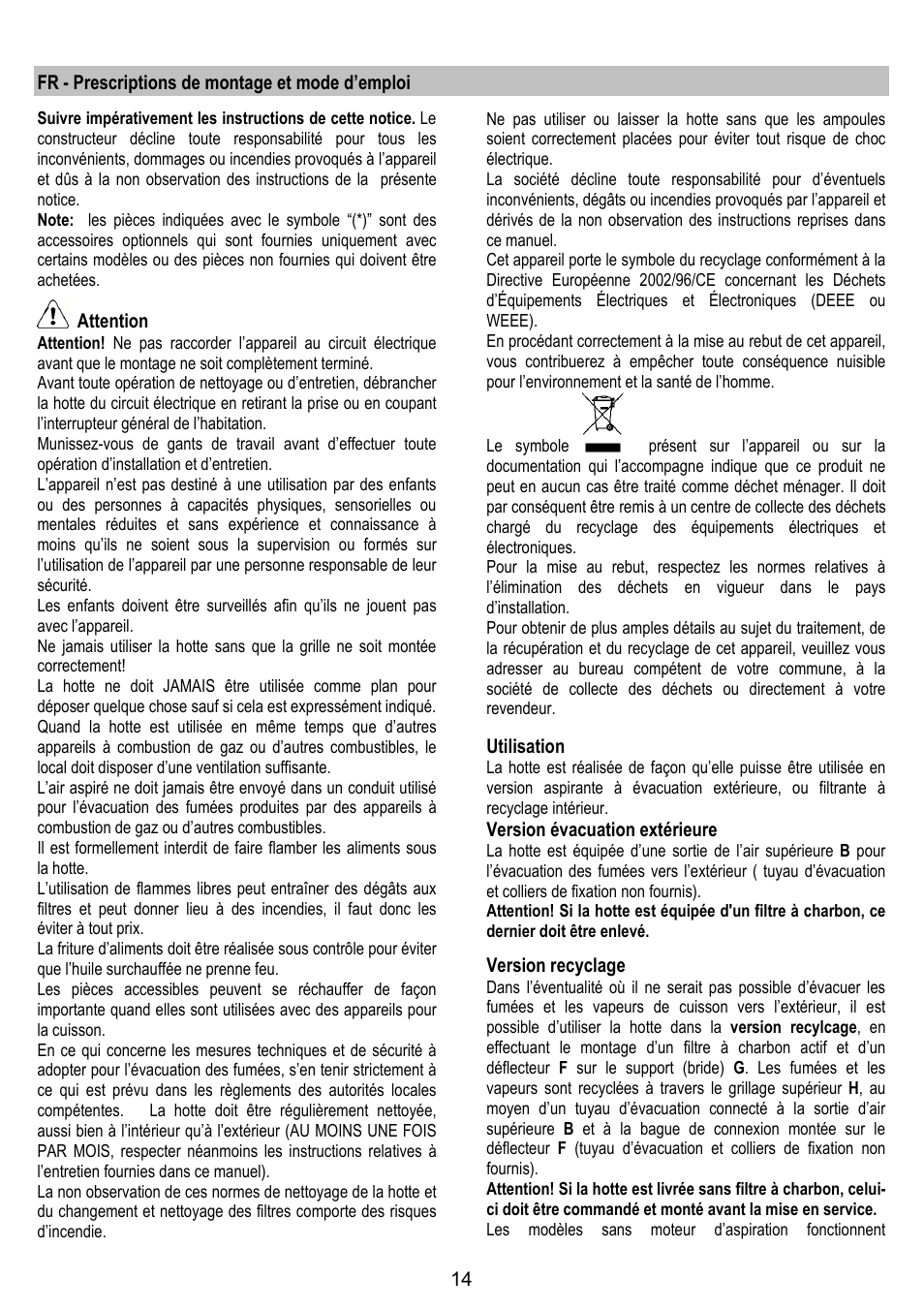 Fagor CFB-90AX User Manual | Page 14 / 64