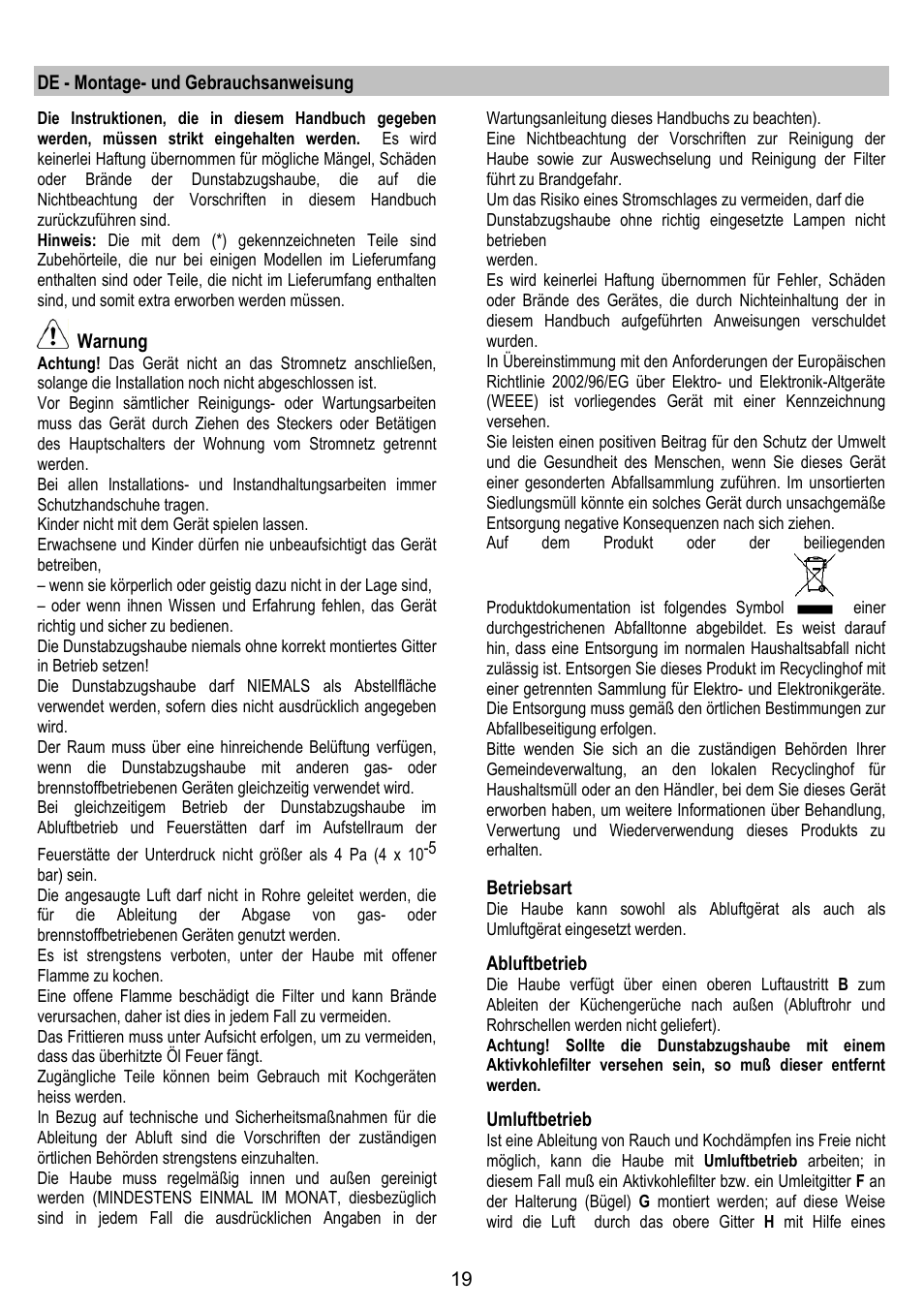 Fagor CFB-90AX User Manual | Page 19 / 64