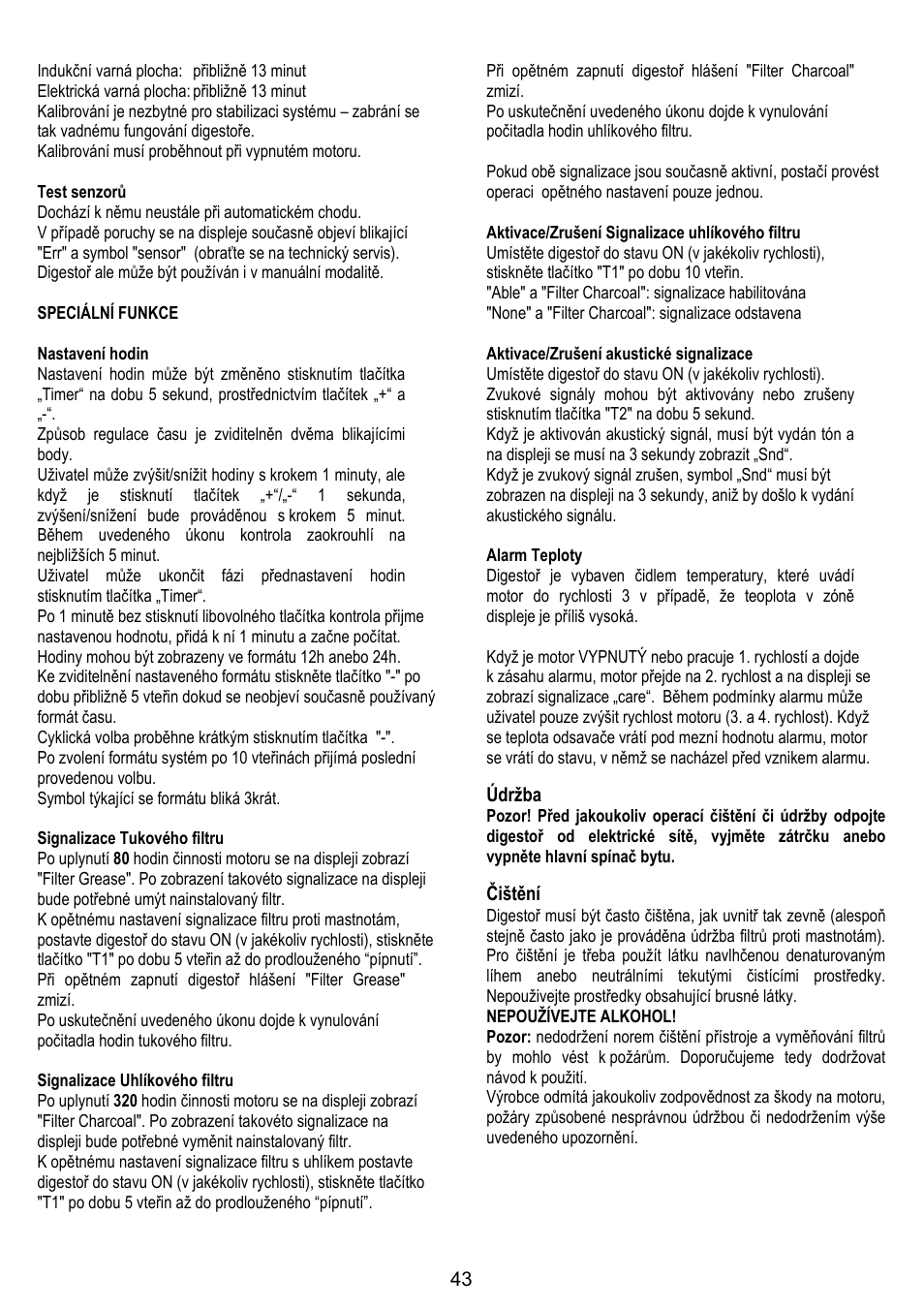 Údržba, Čištění | Fagor CFB-90AX User Manual | Page 43 / 64