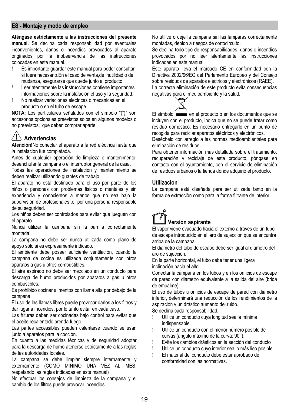 Fagor CFP-60AX User Manual | Page 19 / 40