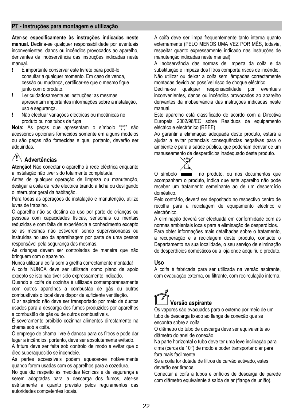 Fagor CFP-60AX User Manual | Page 22 / 40