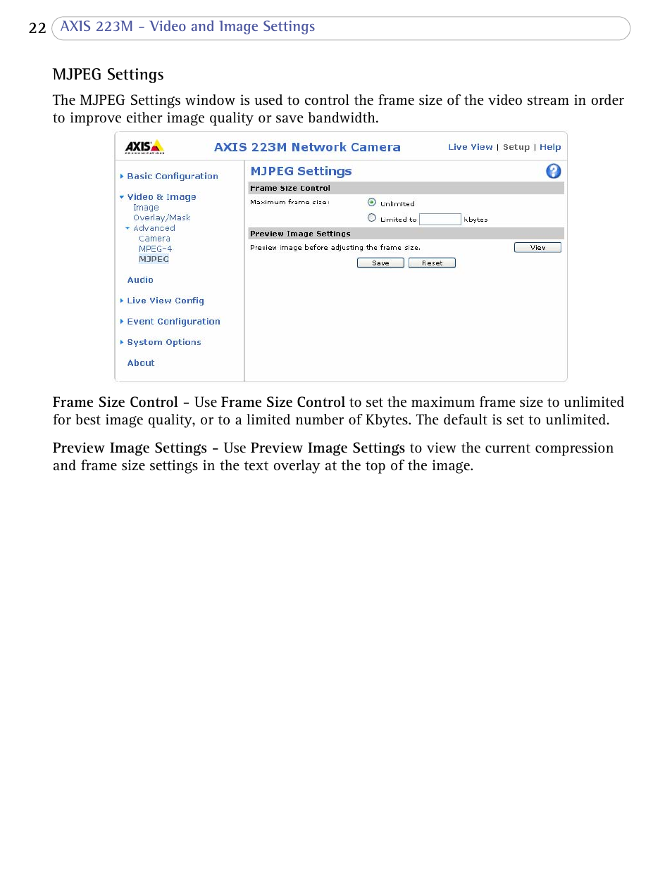 Axis Communications AXIS 223M User Manual | Page 22 / 70
