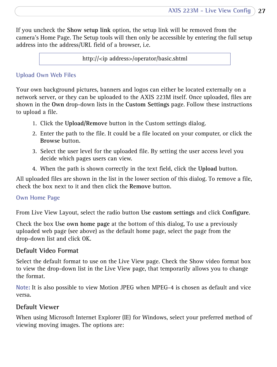 Axis Communications AXIS 223M User Manual | Page 27 / 70