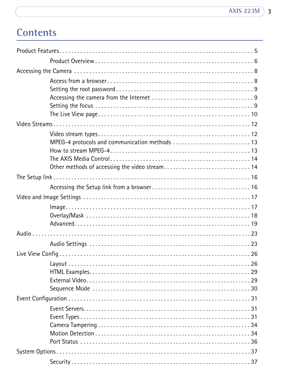 Axis Communications AXIS 223M User Manual | Page 3 / 70