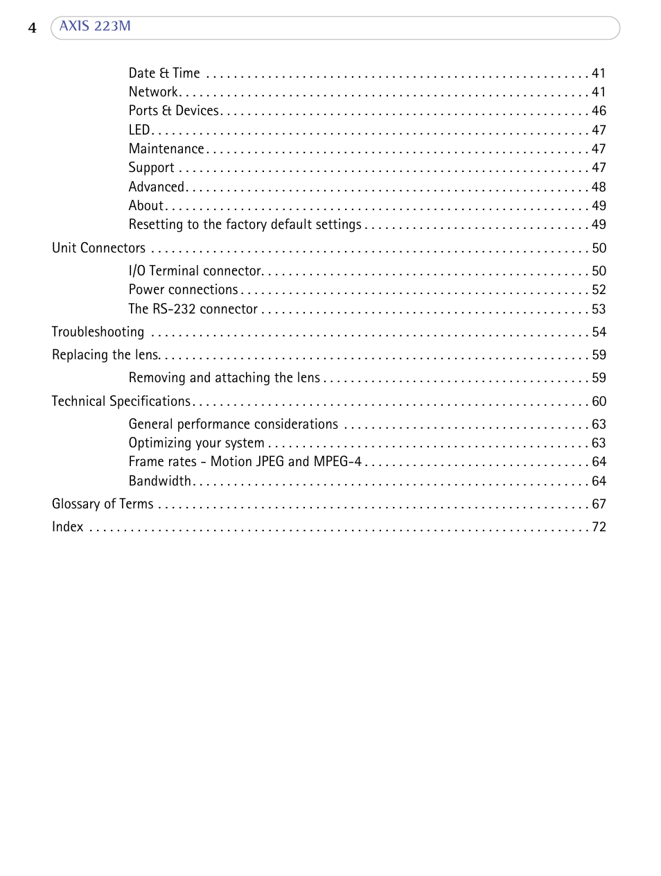 Axis Communications AXIS 223M User Manual | Page 4 / 70