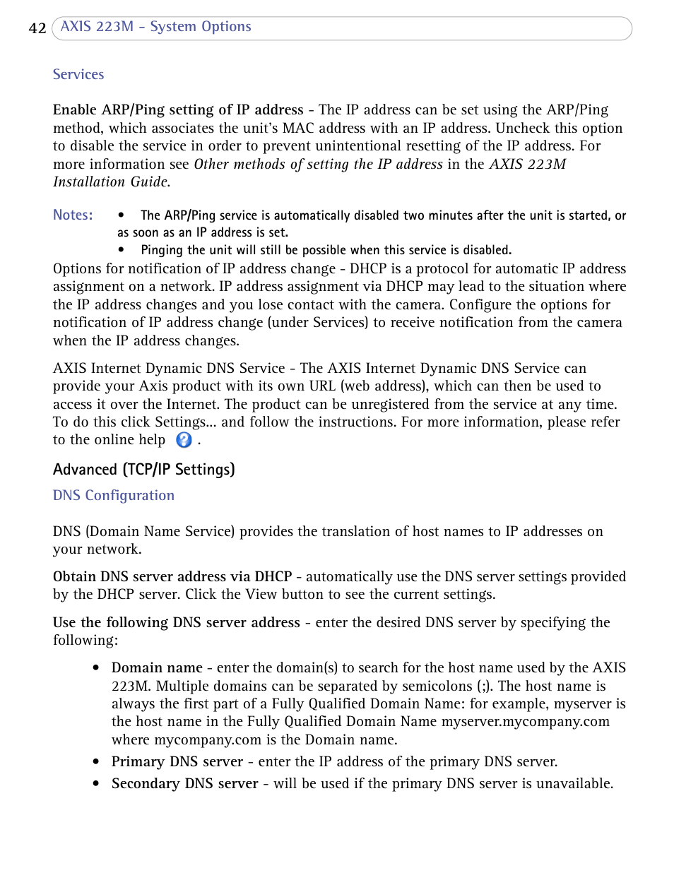 Axis Communications AXIS 223M User Manual | Page 42 / 70