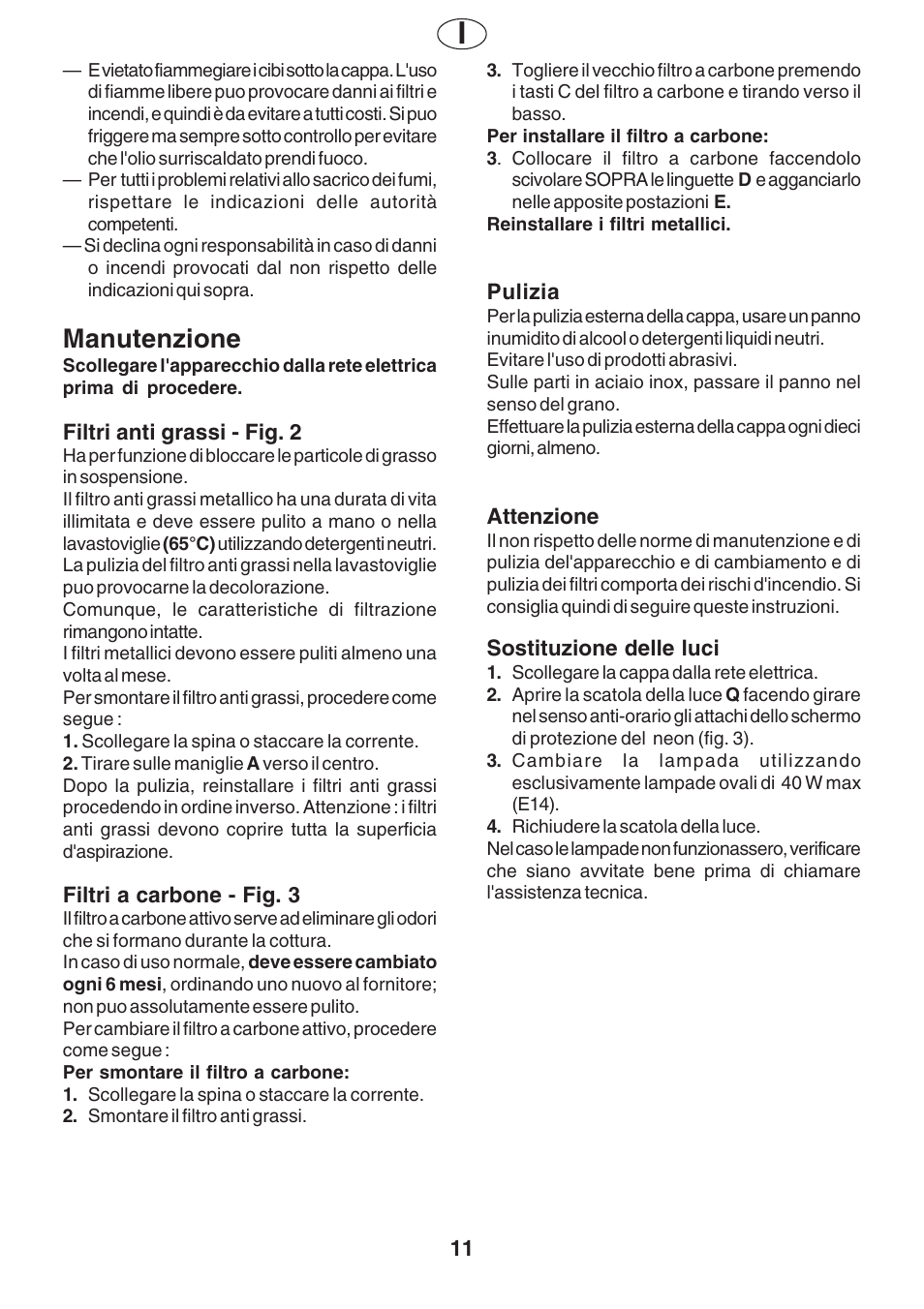 Manutenzione | Fagor AF2-627IX User Manual | Page 11 / 20