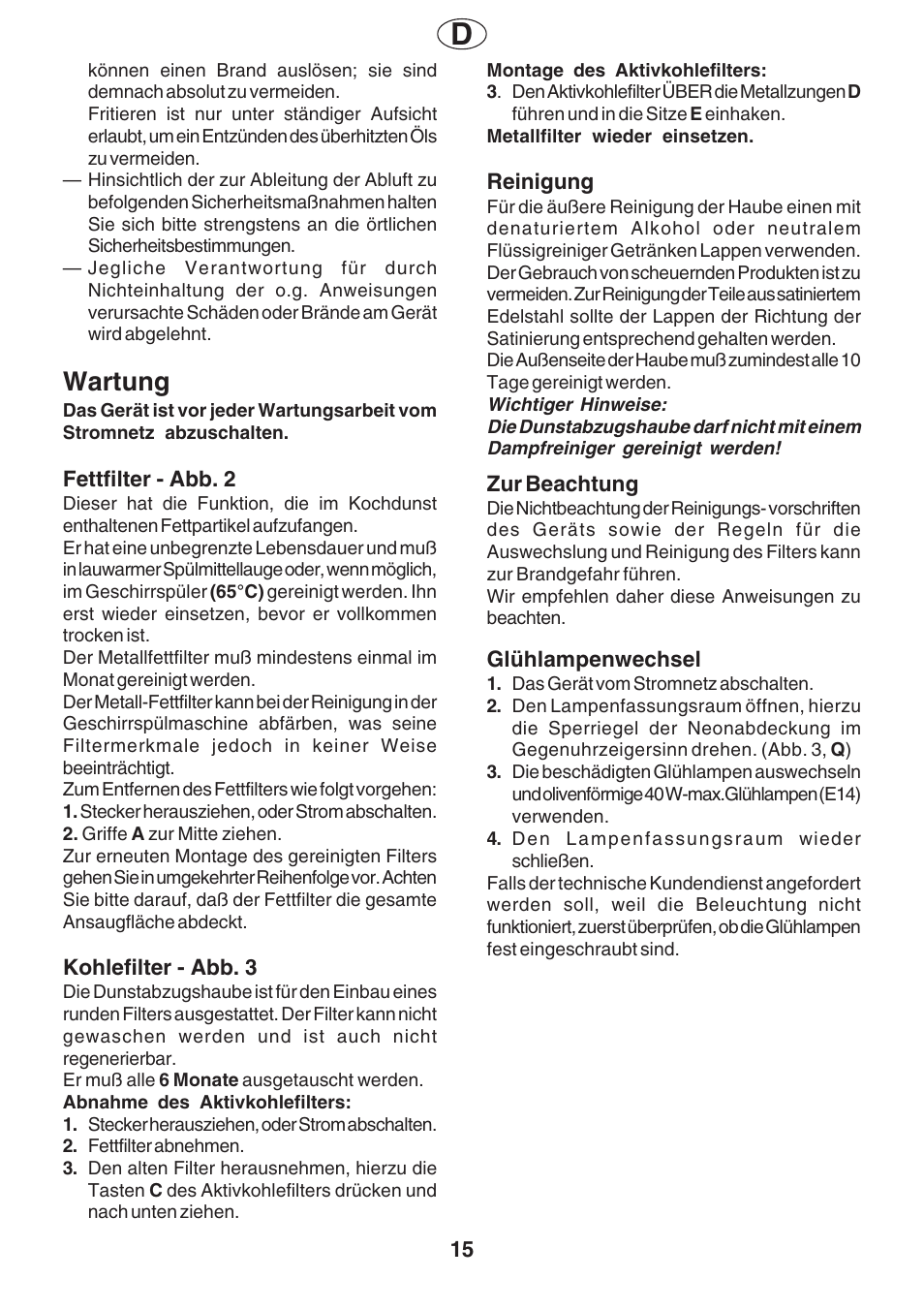Wartung | Fagor AF2-627IX User Manual | Page 15 / 20