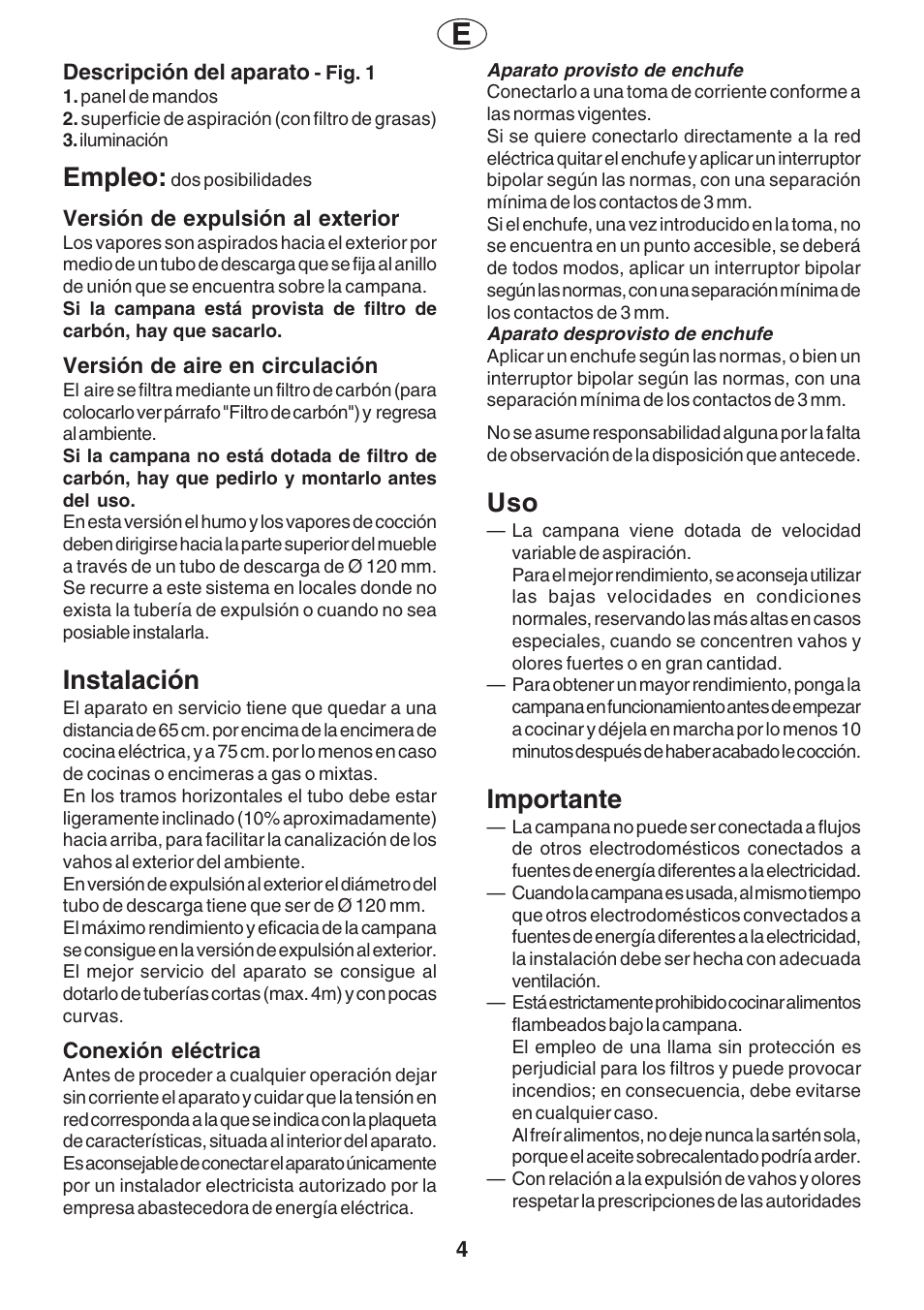 Importante, Empleo, Instalación | Fagor AF2-627IX User Manual | Page 4 / 20