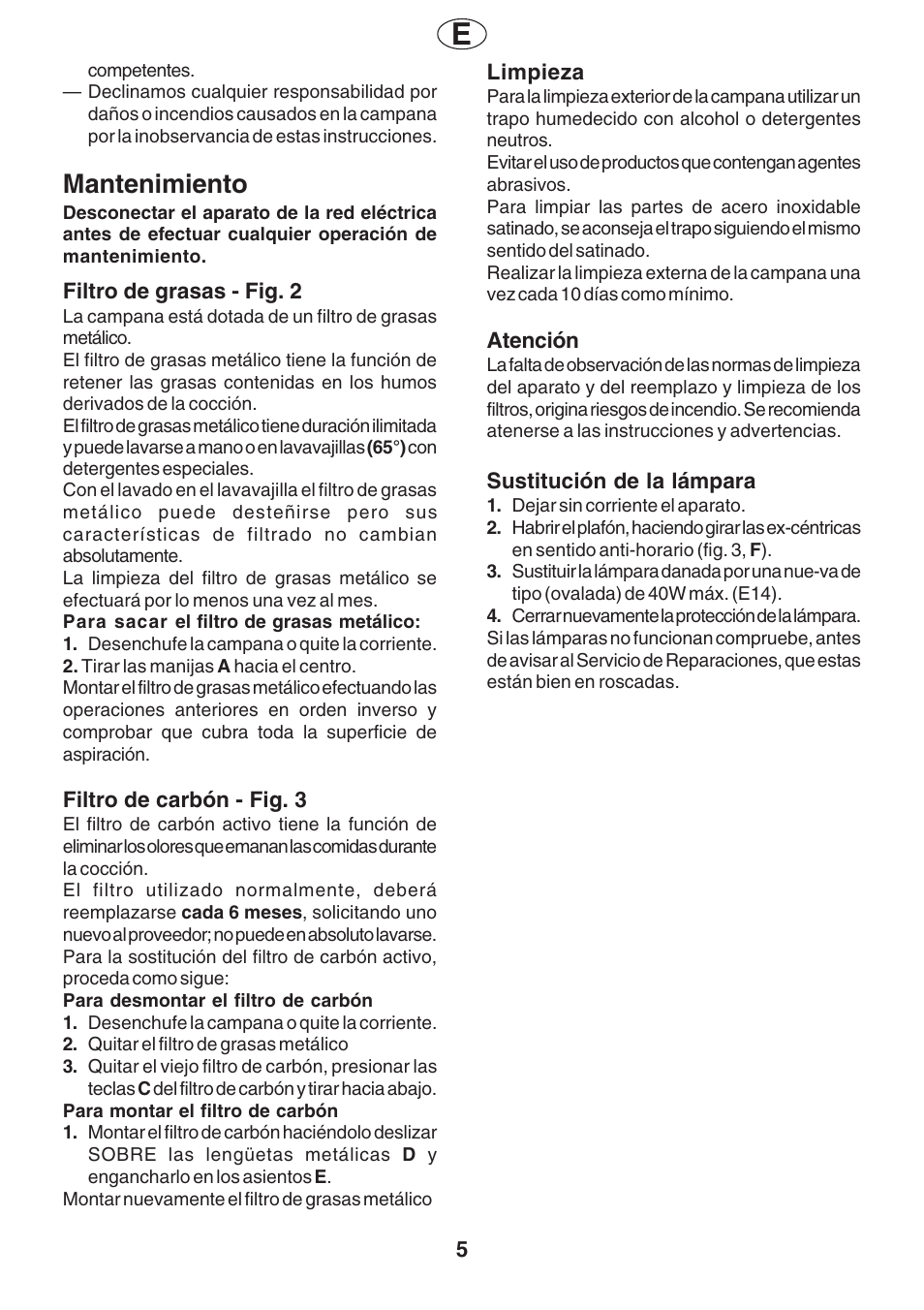 Mantenimiento | Fagor AF2-627IX User Manual | Page 5 / 20