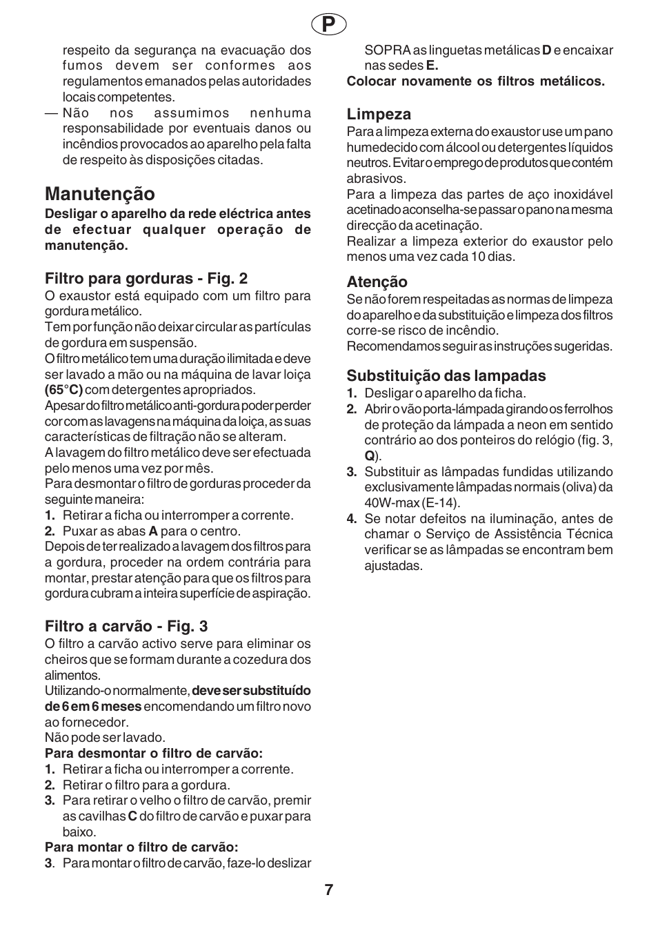 Manutenção | Fagor AF2-627IX User Manual | Page 7 / 20