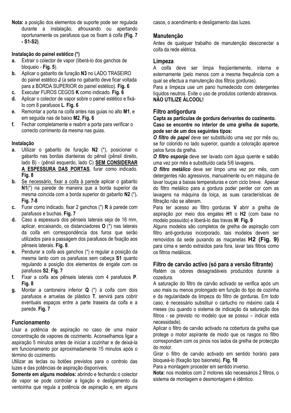 Funcionamento, Manutenção, Limpeza | Filtro antigordura | Fagor AF3-617IX User Manual | Page 25 / 33