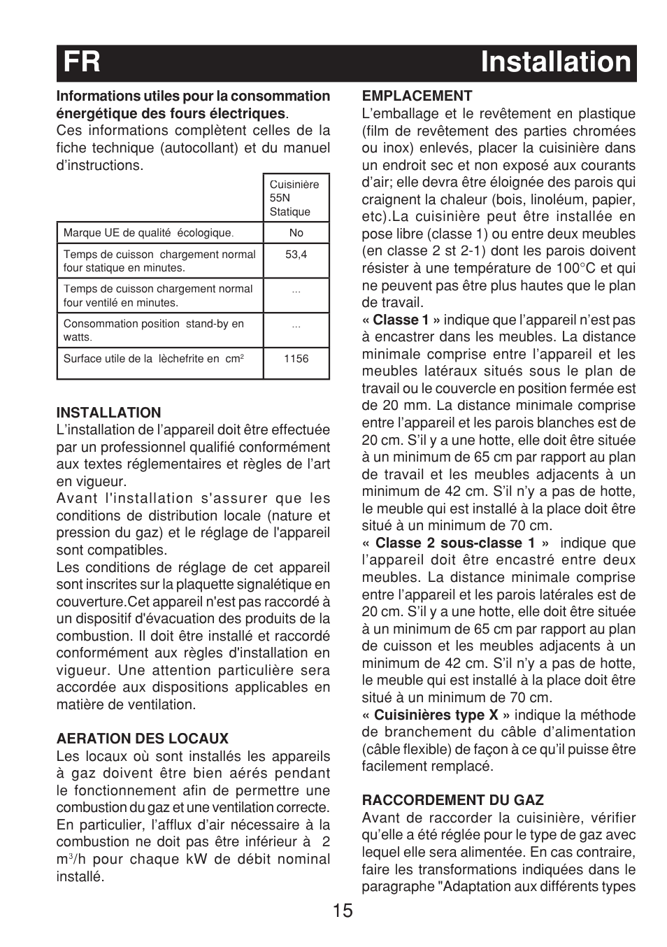 Fr installation | Fagor 3CF-540SI BUT User Manual | Page 15 / 48