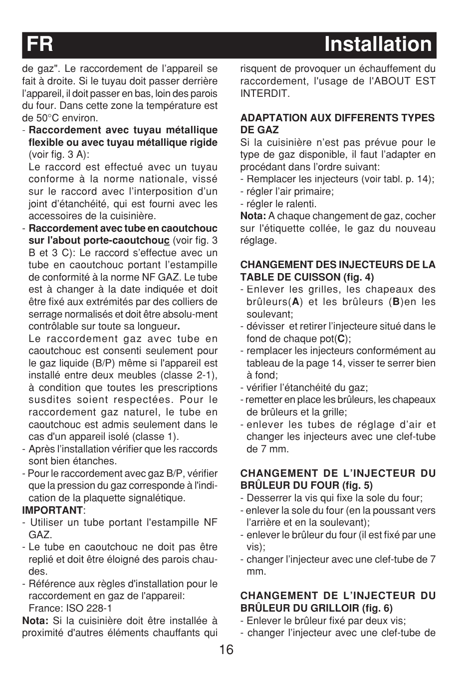 Fr installation | Fagor 3CF-540SI BUT User Manual | Page 16 / 48