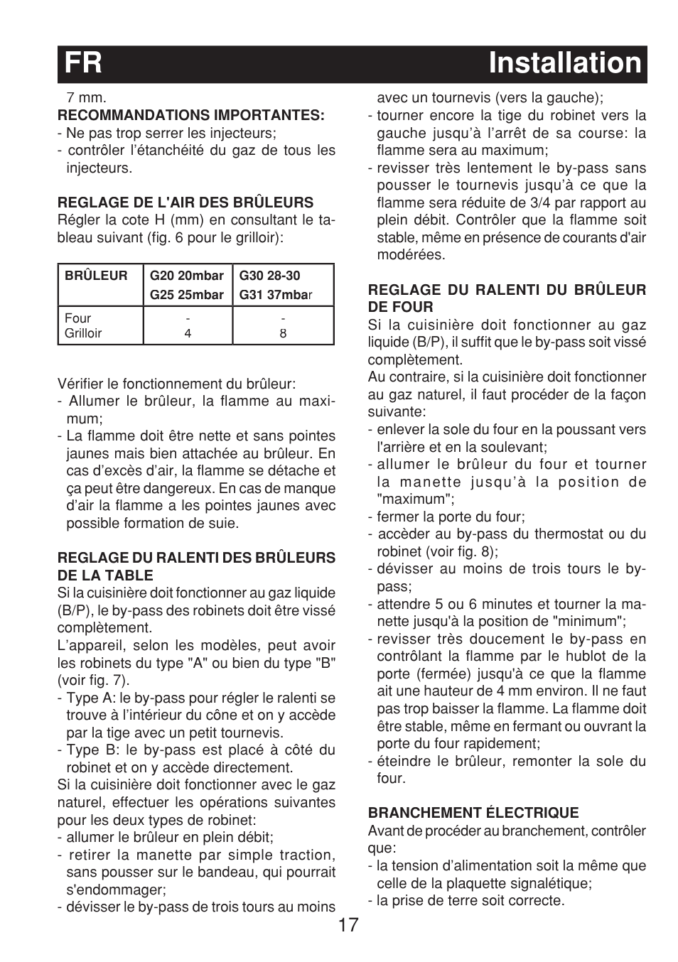 Fr installation | Fagor 3CF-540SI BUT User Manual | Page 17 / 48