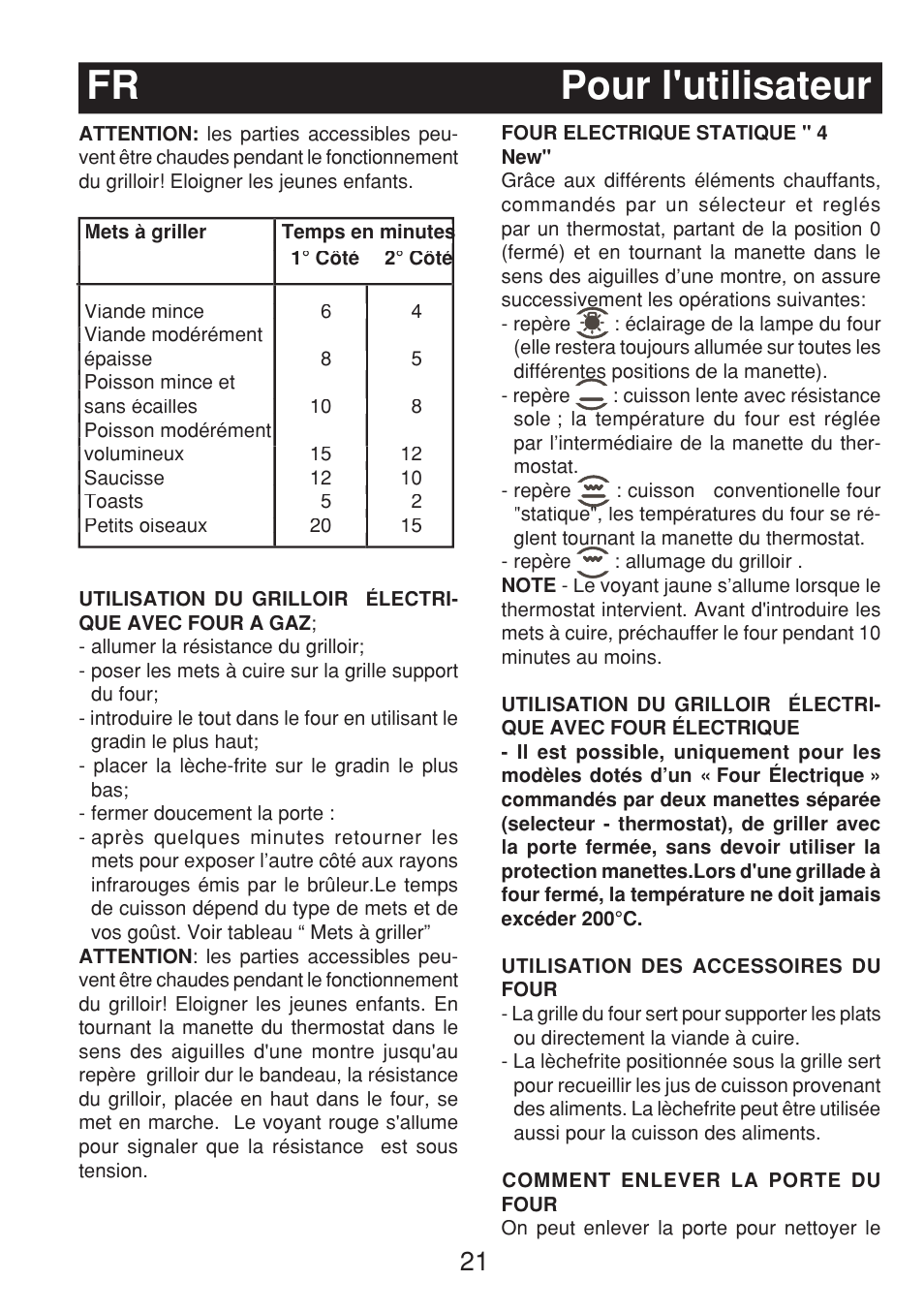 Pour l'utilisateur fr | Fagor 3CF-540SI BUT User Manual | Page 21 / 48