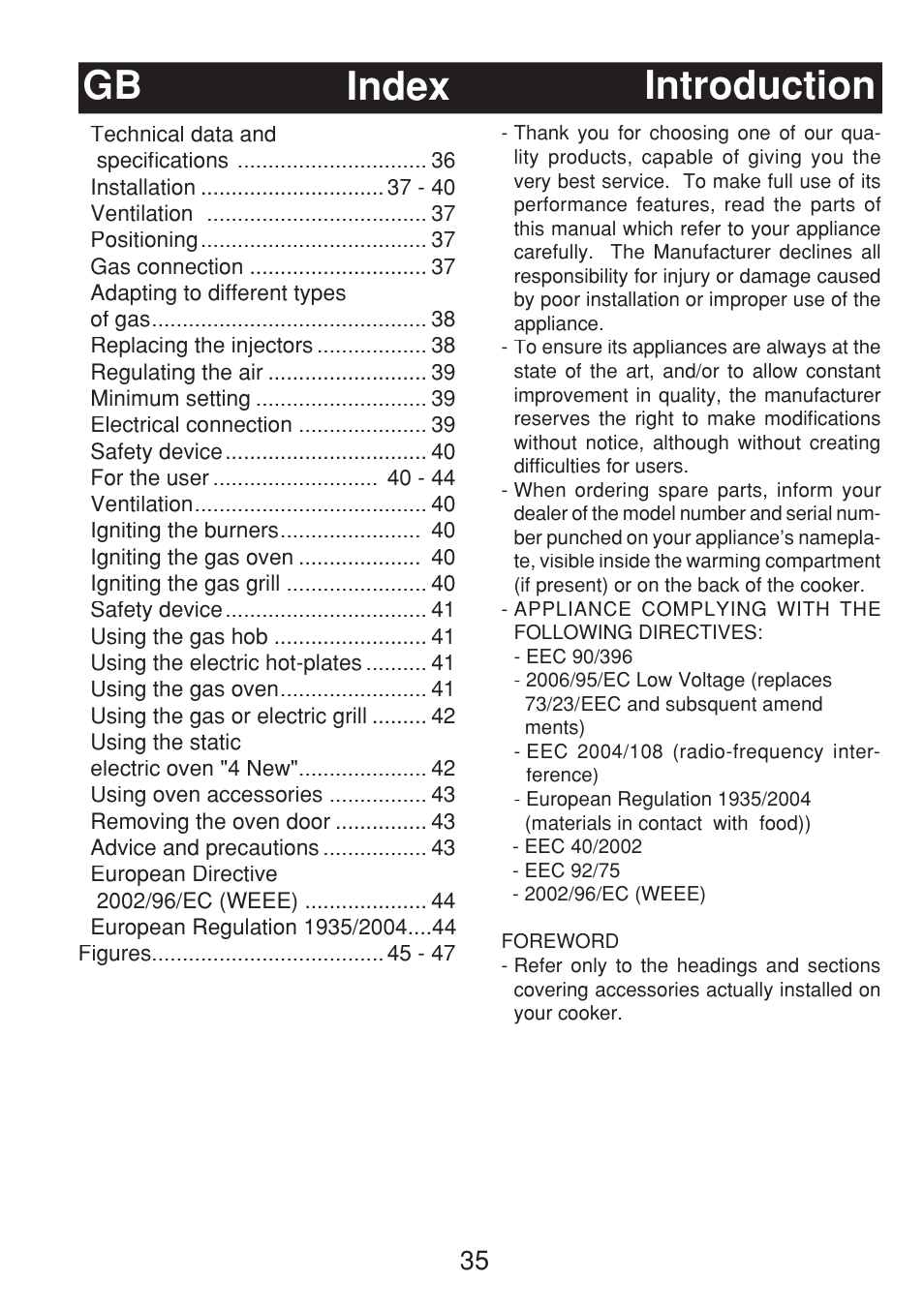 Index gb introduction | Fagor 3CF-540SI BUT User Manual | Page 35 / 48