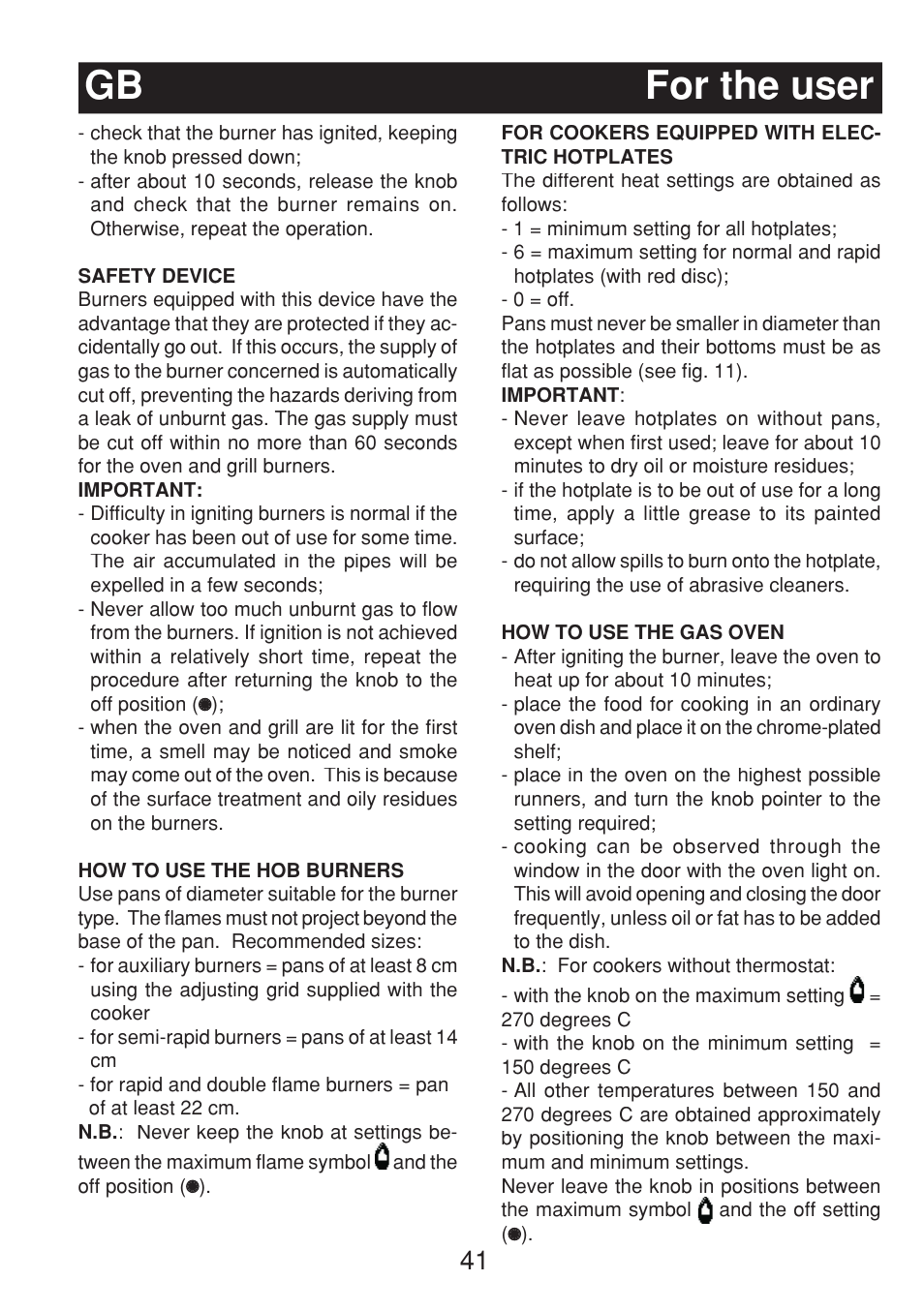 Gb for the user | Fagor 3CF-540SI BUT User Manual | Page 41 / 48