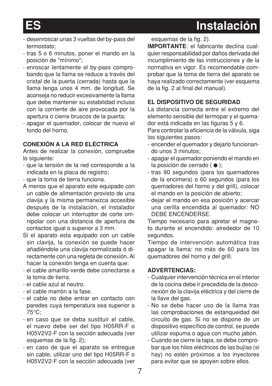 Instalación es | Fagor 3CF-540SI BUT User Manual | Page 7 / 48