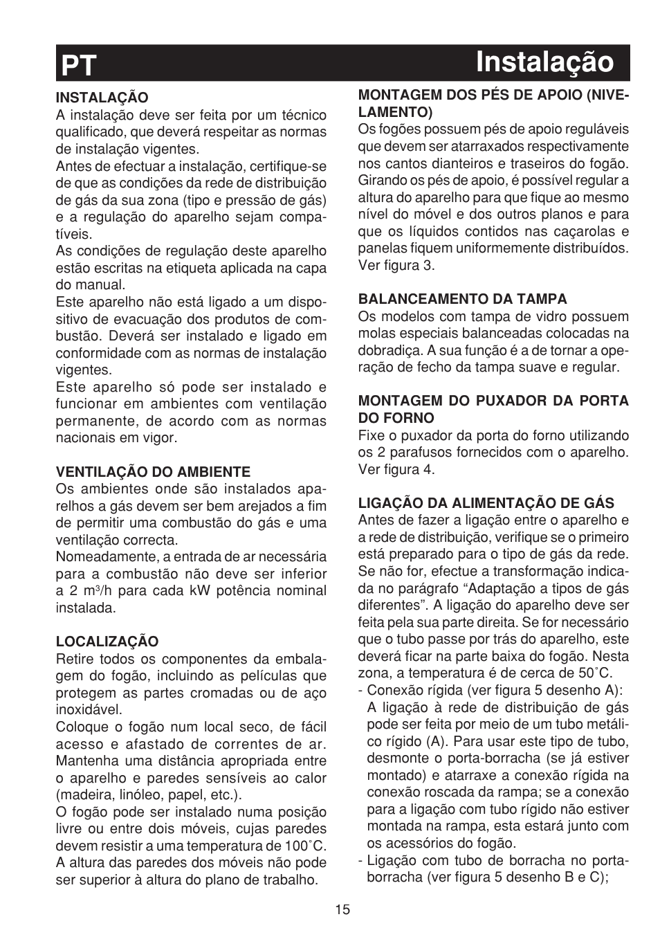 Instalação pt | Fagor 3CF-950SXBUT User Manual | Page 15 / 48