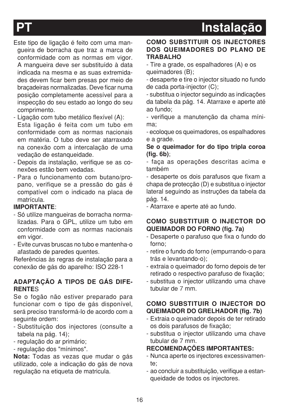 Pt instalação | Fagor 3CF-950SXBUT User Manual | Page 16 / 48