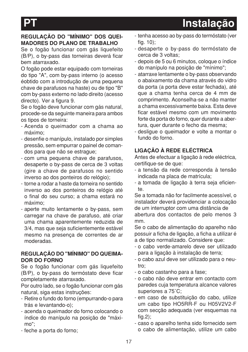 Instalação pt | Fagor 3CF-950SXBUT User Manual | Page 17 / 48