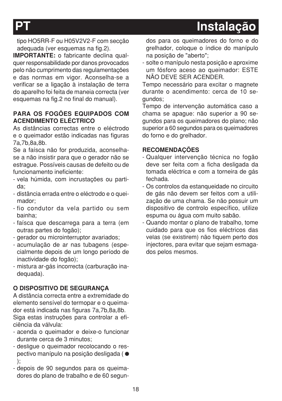 Instalação pt | Fagor 3CF-950SXBUT User Manual | Page 18 / 48
