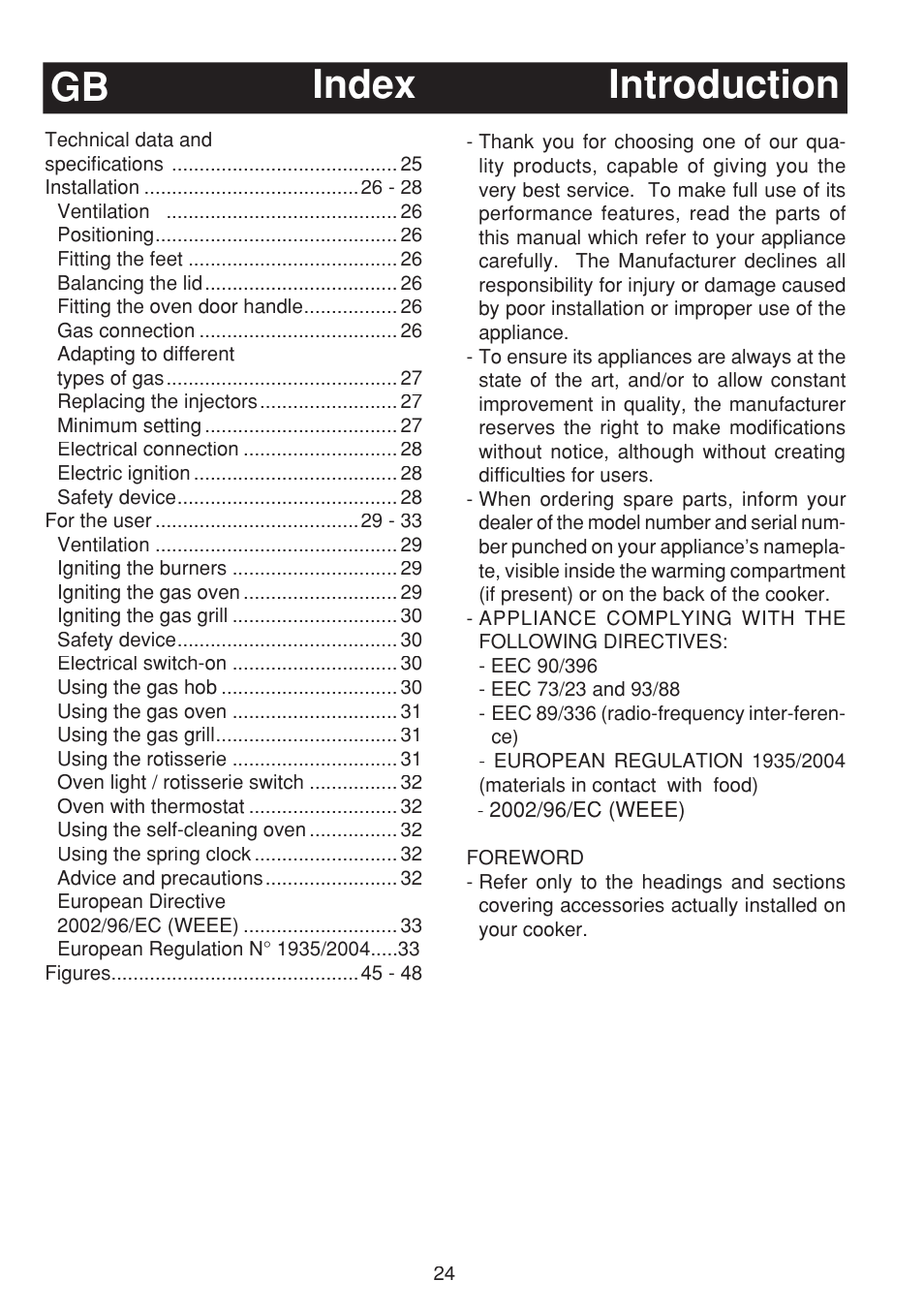 Introduction index gb | Fagor 3CF-950SXBUT User Manual | Page 24 / 48