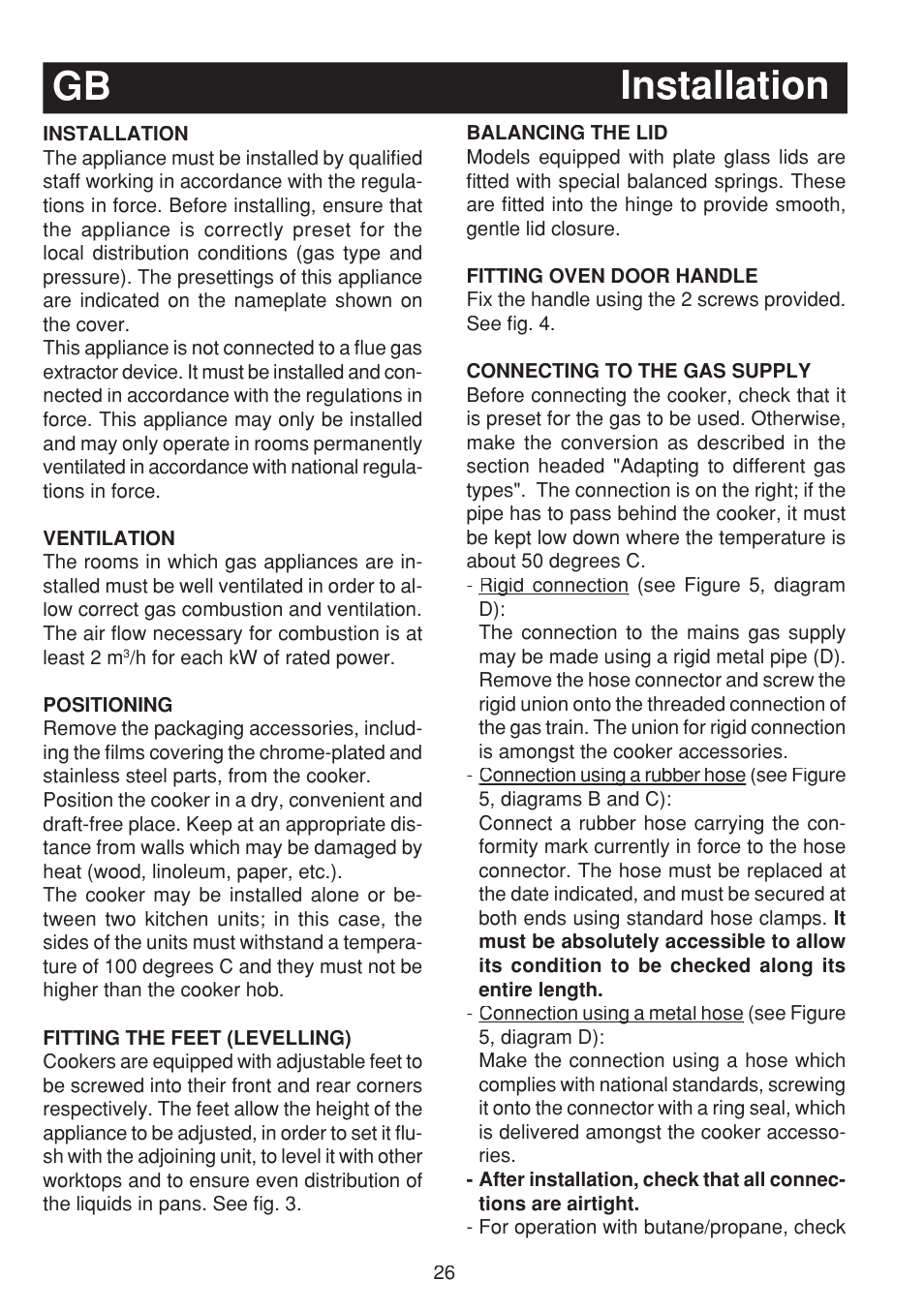 Installation gb | Fagor 3CF-950SXBUT User Manual | Page 26 / 48