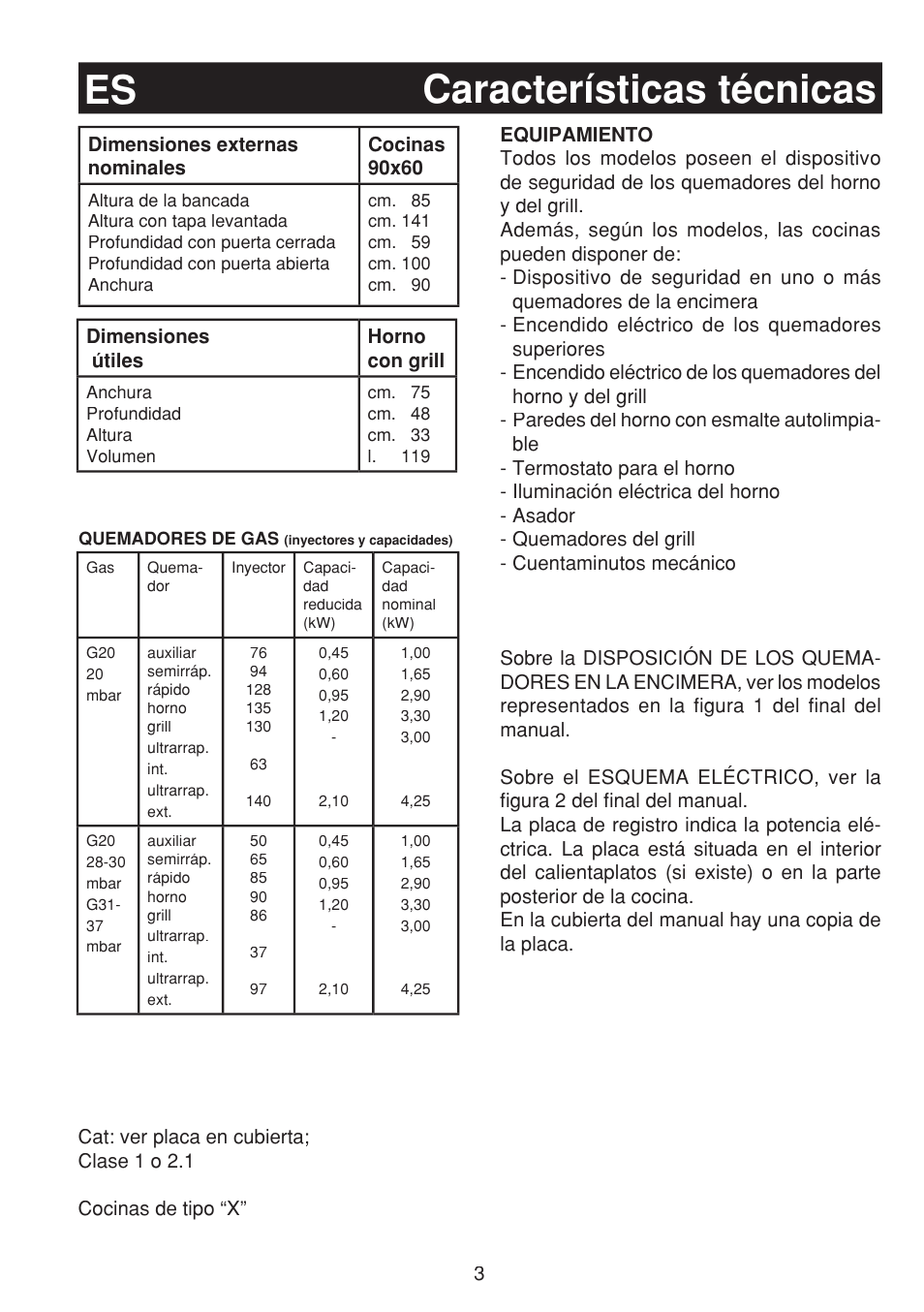 Características técnicas es | Fagor 3CF-950SXBUT User Manual | Page 3 / 48