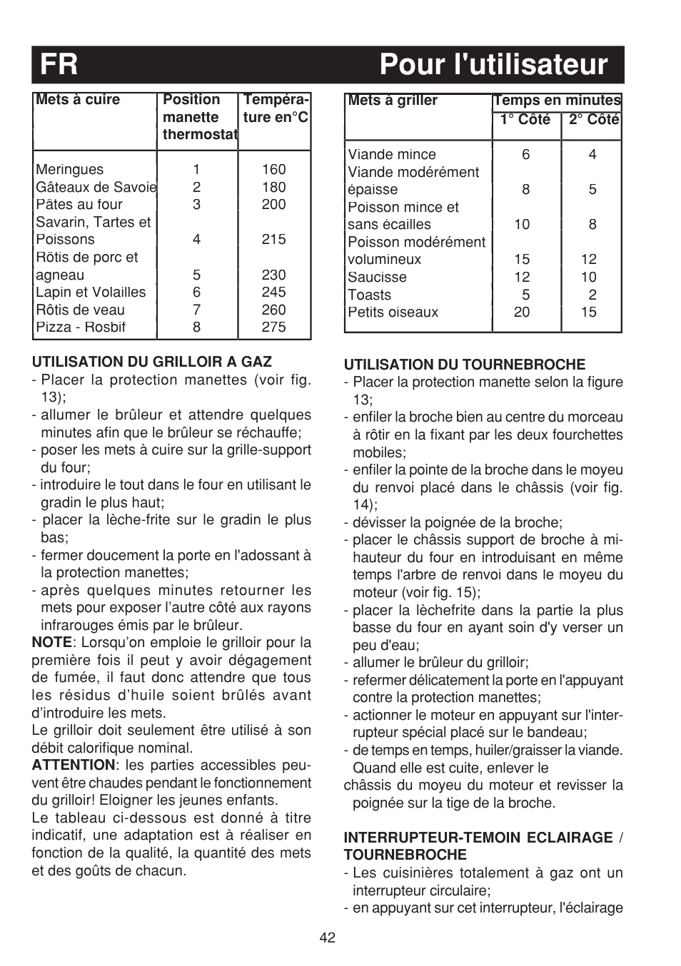 Fr pour l'utilisateur | Fagor 3CF-950SXBUT User Manual | Page 42 / 48