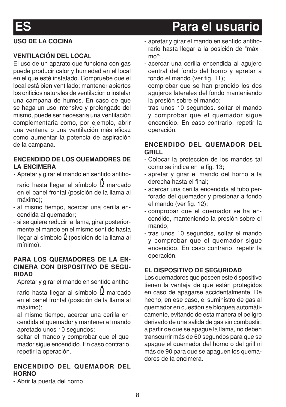 Para el usuario es | Fagor 3CF-950SXBUT User Manual | Page 8 / 48