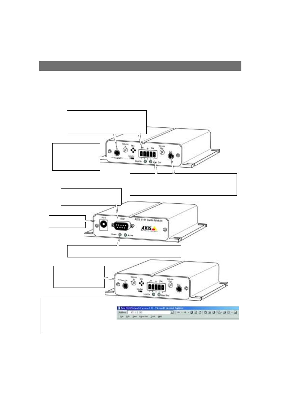 Installing the audio module | Axis Communications 2401 User Manual | Page 33 / 87