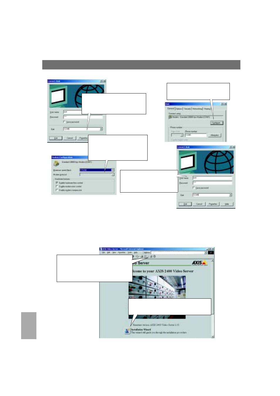 Instalar a partir de un módem | Axis Communications 2401 User Manual | Page 84 / 87