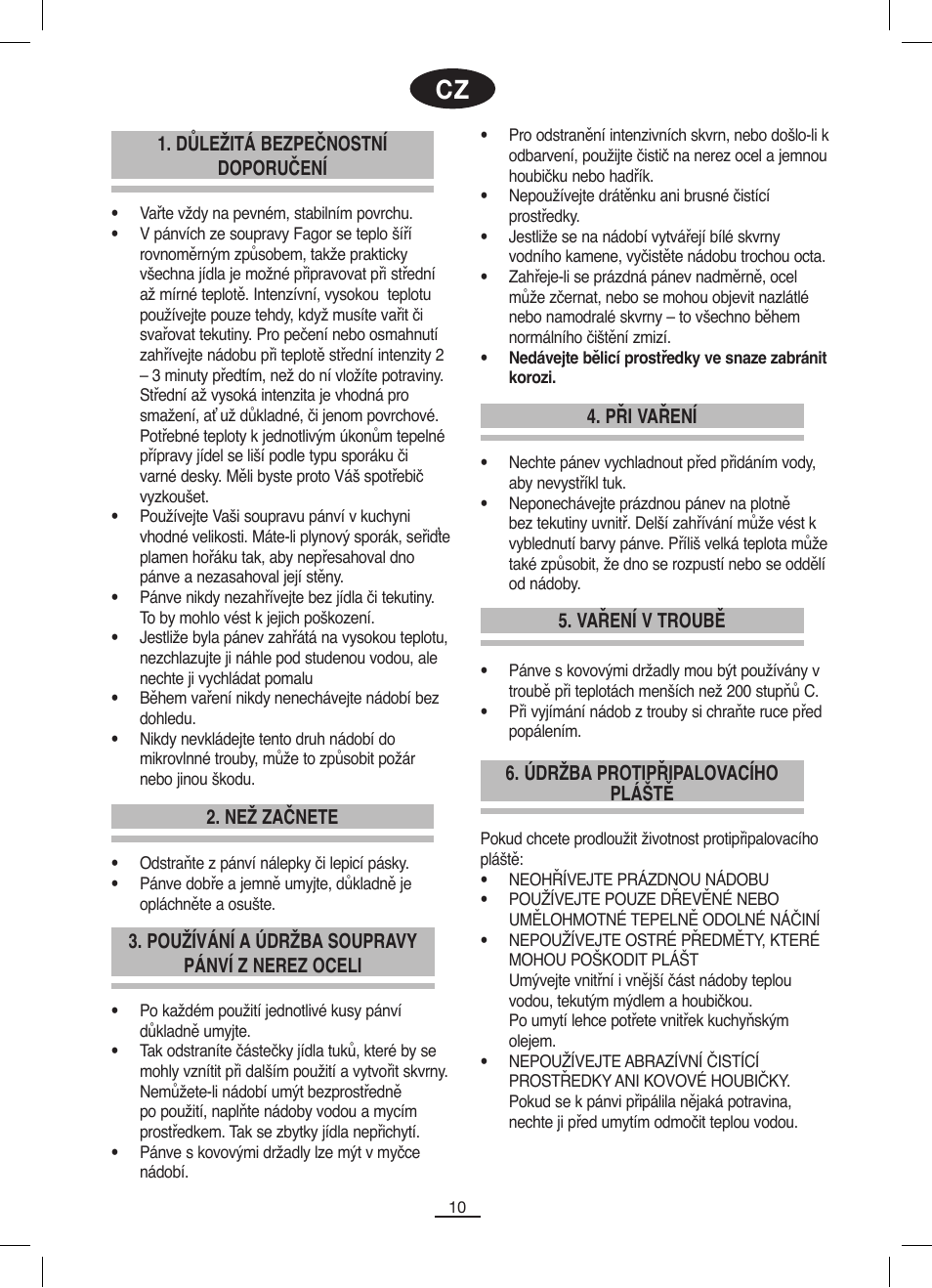 Fagor SARTÉN ALUMINIO ANTIADHERENTE ECOLOGICO User Manual | Page 10 / 20