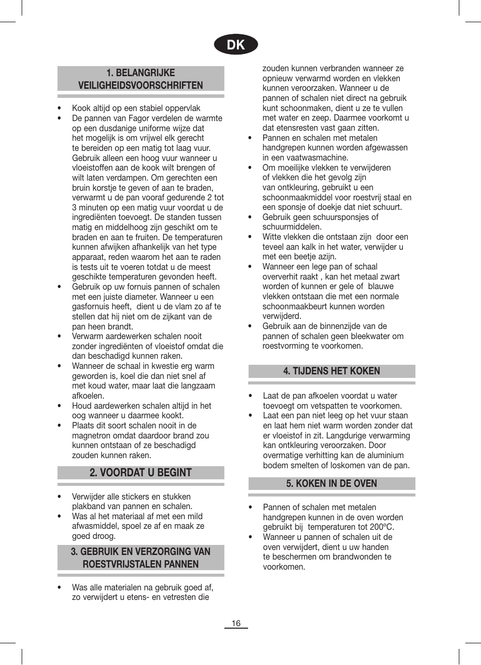 Voordat u begint | Fagor SARTÉN ALUMINIO ANTIADHERENTE ECOLOGICO User Manual | Page 16 / 20