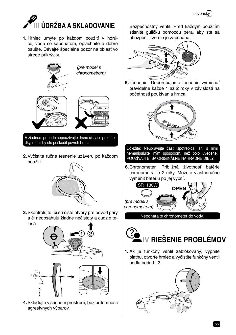 Iv riešenie problémov, Iii údržba a skladovanie | Fagor CHEF XTRA User Manual | Page 55 / 88