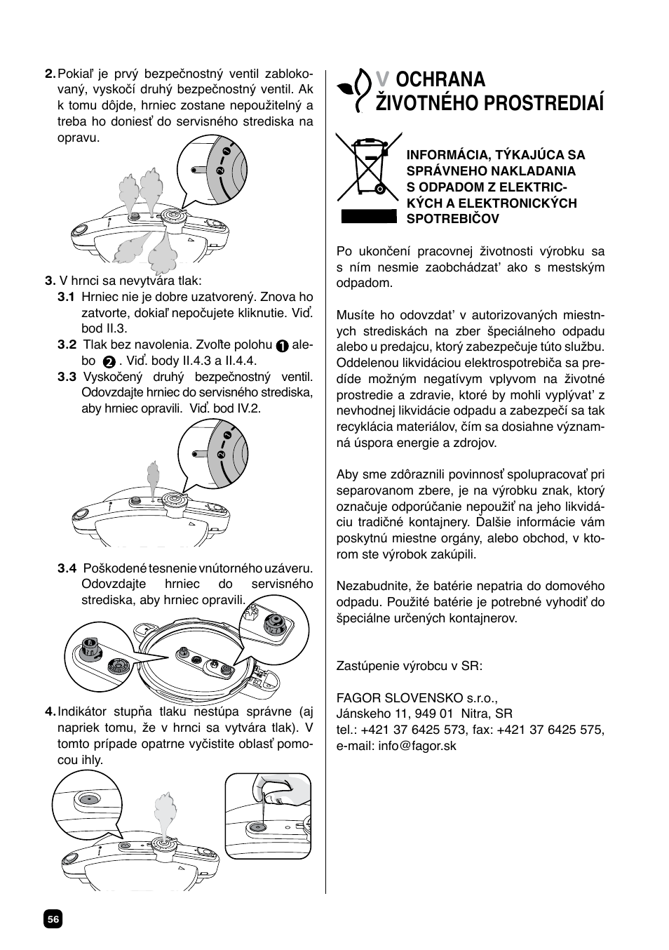 Vochrana životného prostrediaí | Fagor CHEF XTRA User Manual | Page 56 / 88
