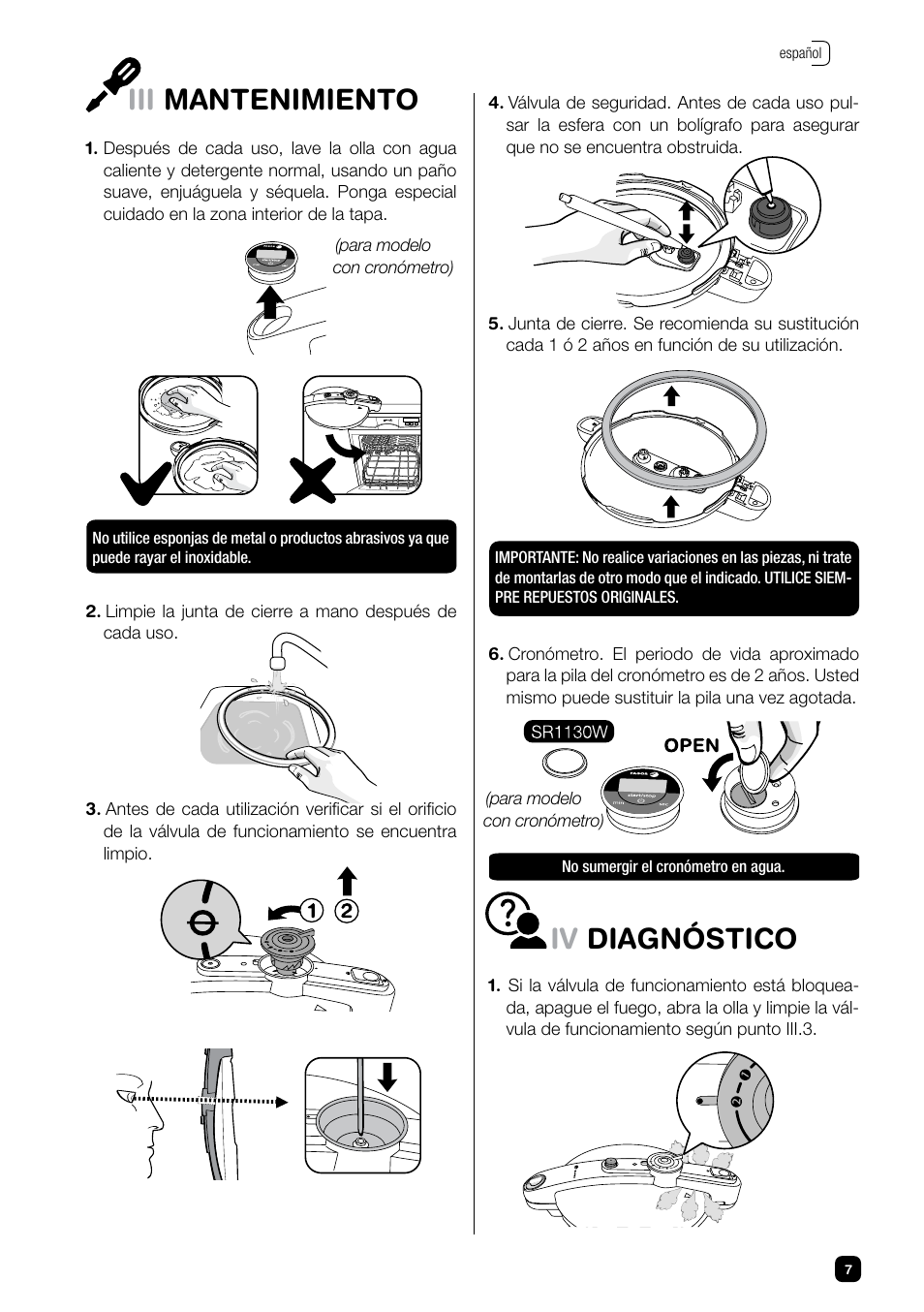 Iii mantenimiento iv diagnóstico | Fagor CHEF XTRA User Manual | Page 7 / 88