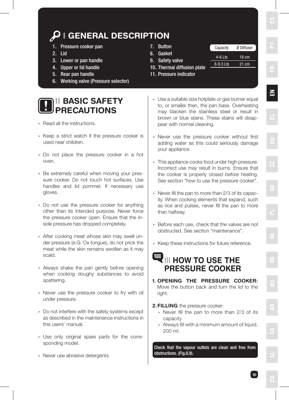 Ii basic safety precautions | Fagor XPRESS-RED-6 User Manual | Page 11 / 58
