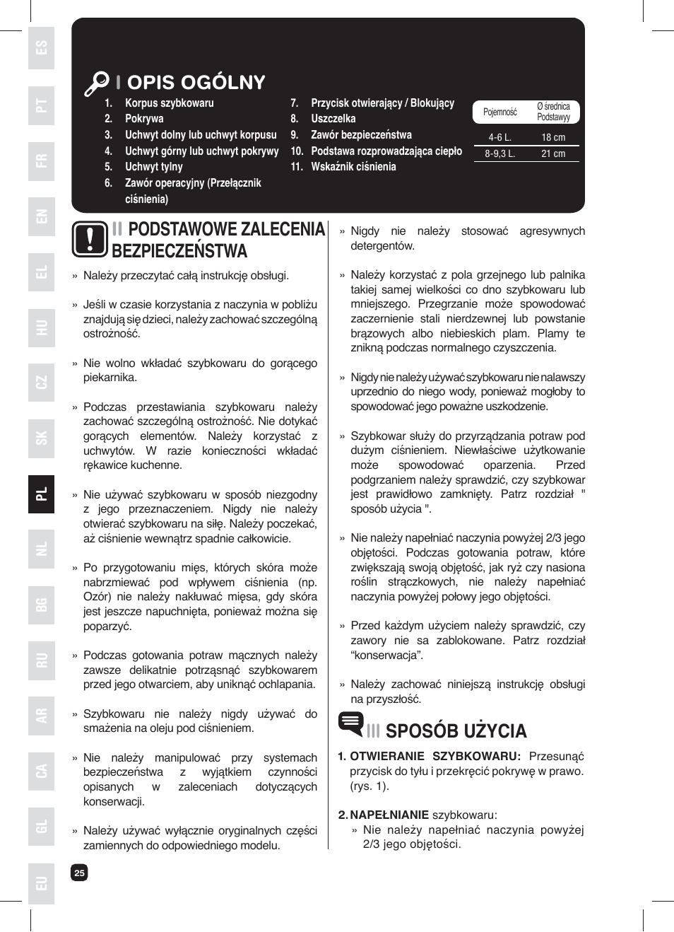 Iopis ogólny iii sposób użycia, Ii podstawowe zalecenia bezpieczeństwa | Fagor XPRESS-RED-6 User Manual | Page 26 / 58