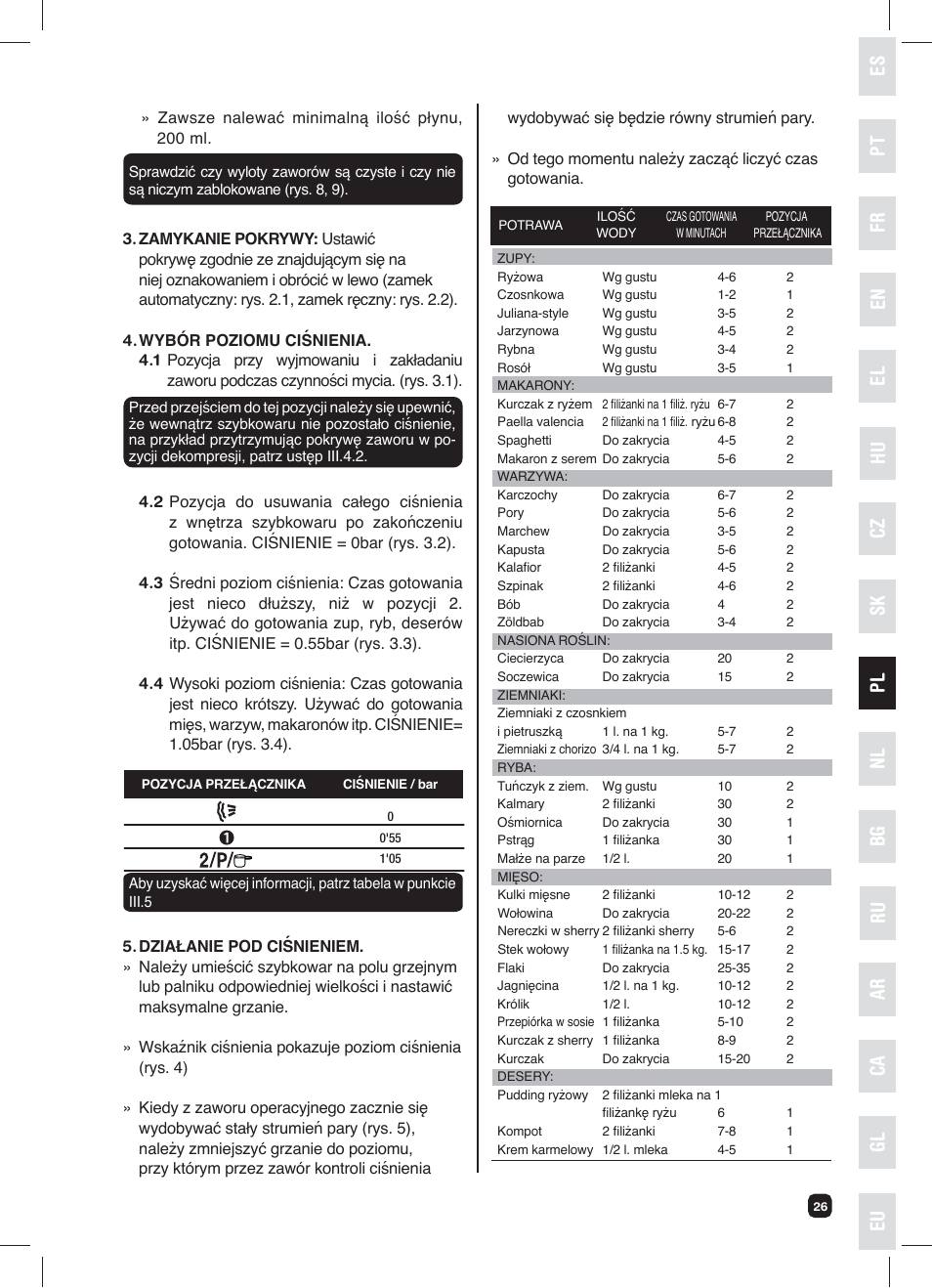 Es el nl pt hu bg ca fr cz ru gl en pl sk ar eu | Fagor XPRESS-RED-6 User Manual | Page 27 / 58