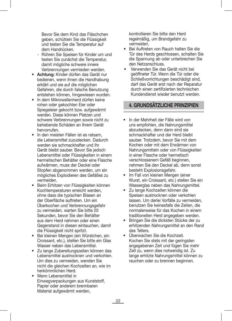 Grundsätzliche prinzipien | Fagor MO-25GB User Manual | Page 23 / 70