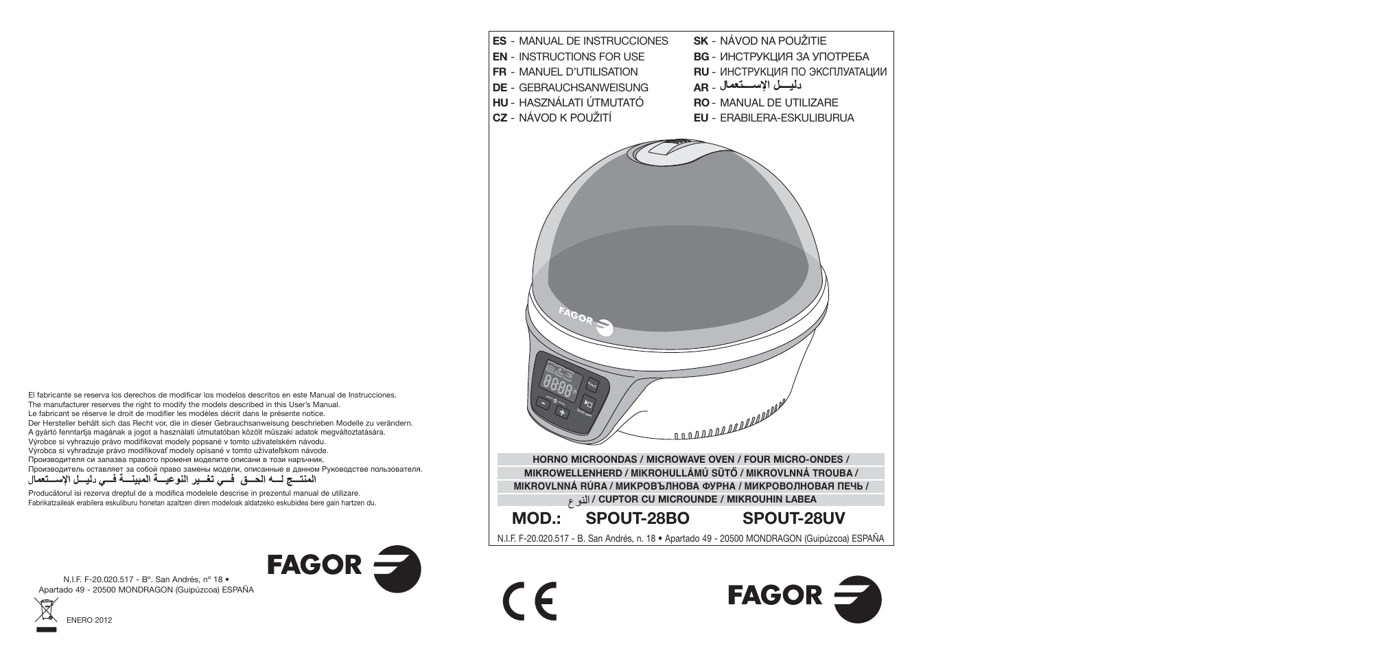 Fagor SPOUT-28BO User Manual | 67 pages
