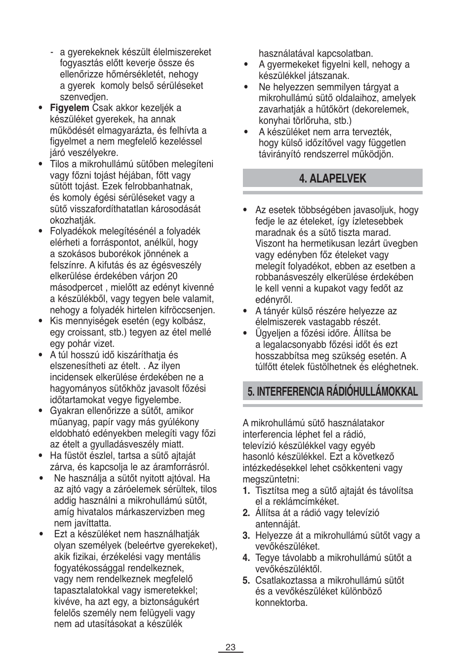 Alapelvek, Interferencia rádióhullámokkal | Fagor SPOUT-28BO User Manual | Page 24 / 67