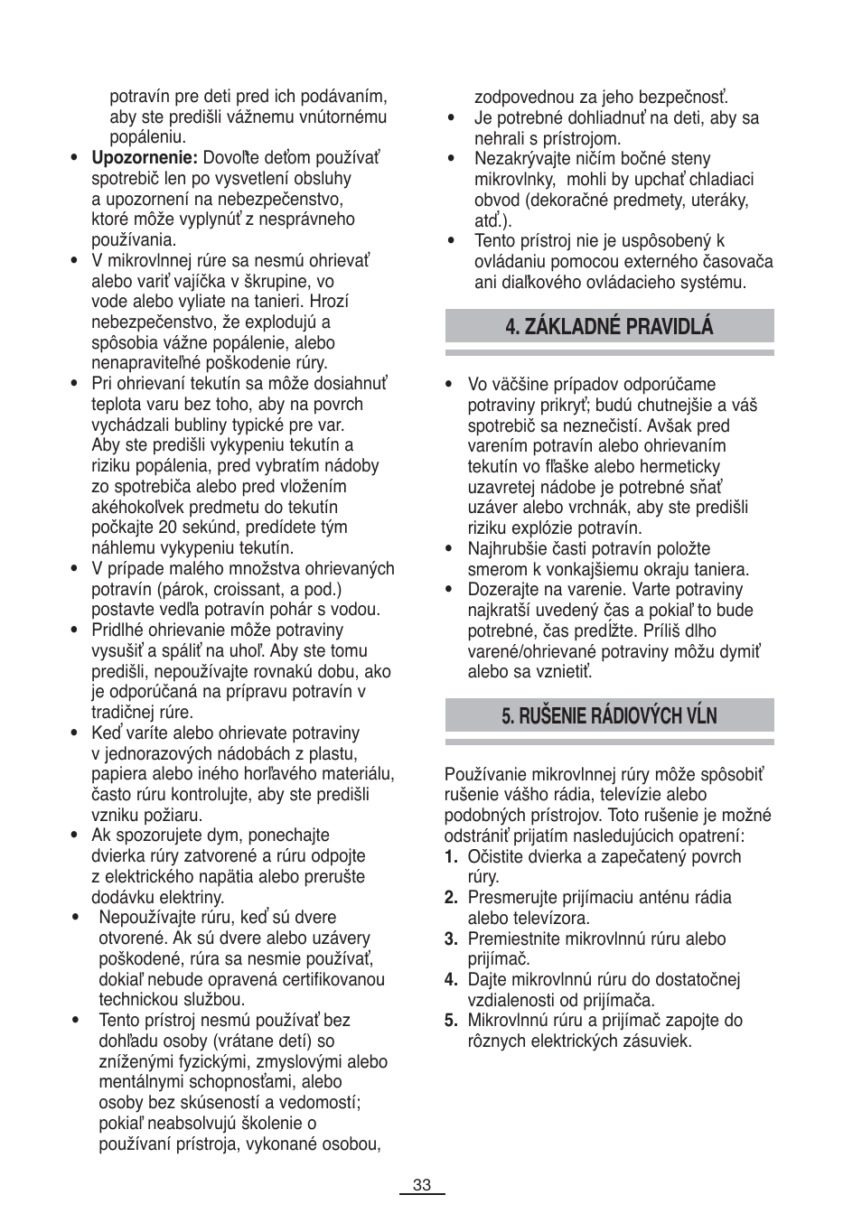 Základné pravidlá, Rušenie rádiových vĺn | Fagor SPOUT-28BO User Manual | Page 34 / 67