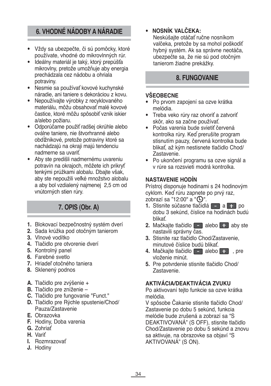 Vhodné nádoby a náradie, Opis (obr. a) 8. fungovanie | Fagor SPOUT-28BO User Manual | Page 35 / 67