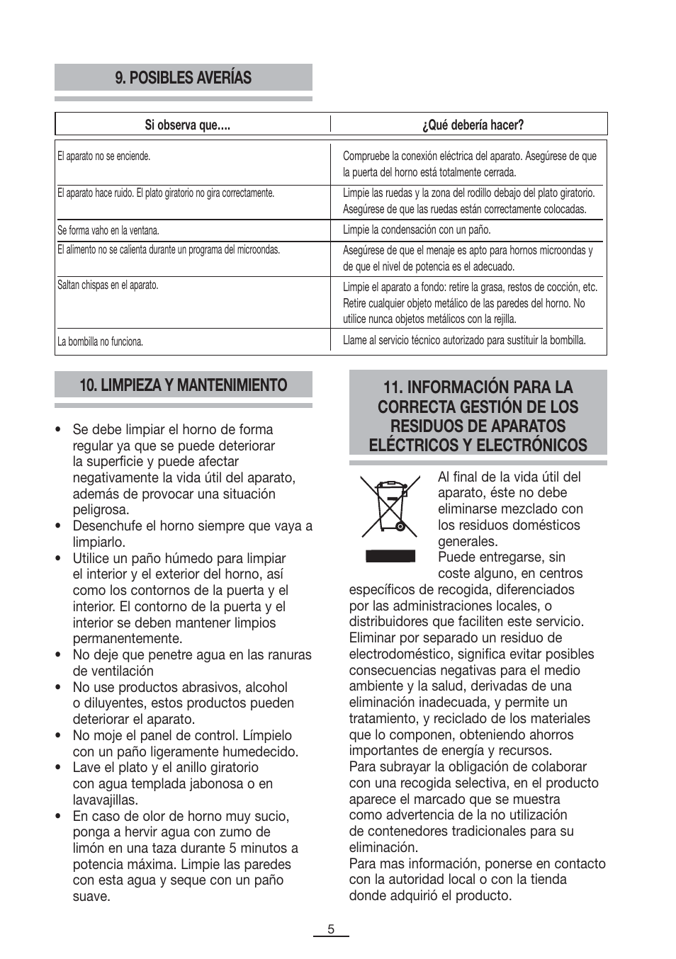 Posibles averías 10. limpieza y mantenimiento | Fagor SPOUT-28BO User Manual | Page 6 / 67