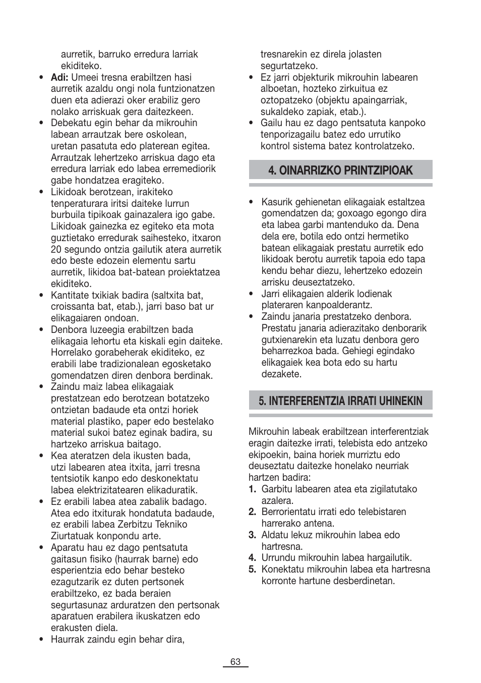 Oinarrizko printzipioak, Interferentzia irrati uhinekin | Fagor SPOUT-28BO User Manual | Page 64 / 67